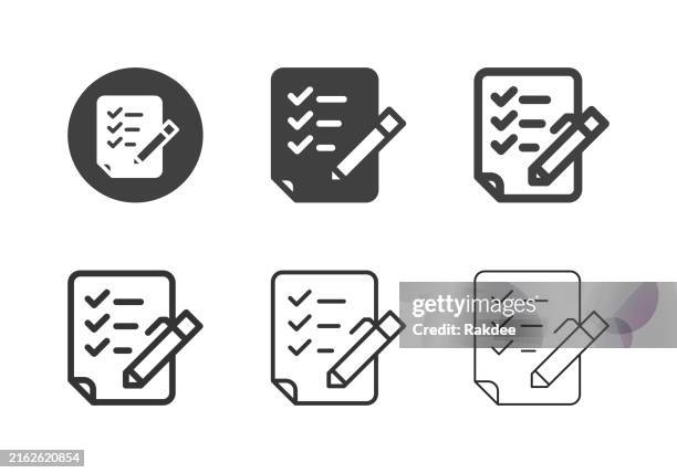 checklist icons - multi series - cheque pattern stock illustrations