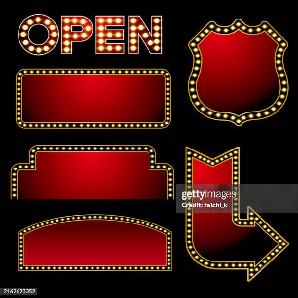 illuminated signboard - light bulb frame stock illustrations