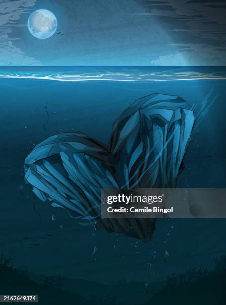 der herzförmige felsen unter wasser - nicht-erwiderte-liebe stock-grafiken, -clipart, -cartoons und -symbole