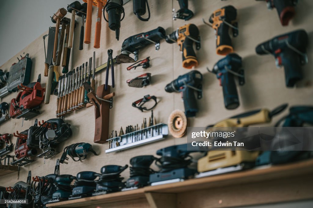 Hand Tools and Workbench in Carpentry Workshop