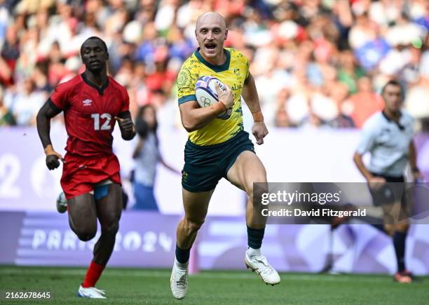 James Gaiger Rugby 103 2024 Olympics Mens Rugby Sevens Australia Vs Kenya Stock Photos ...