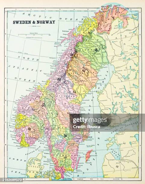 344 Political Map Of Norway Stock Photos High Res Pictures And Images Antique Map Of Sweden And Norway 