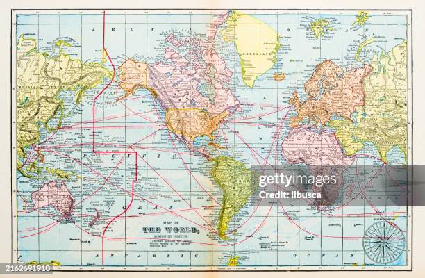 Map Of The World 1877 High-Res Vector Graphic - Getty Images