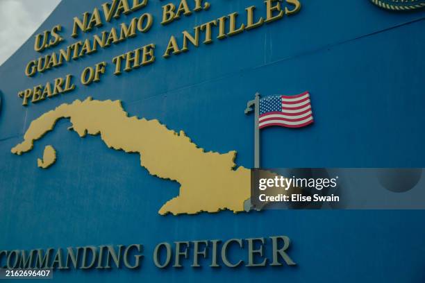The welcome sign at Naval Station Guantanamo Bay on June 25, 2023 at Guantanamo Bay, Cuba. At the prison within Naval Station Guantanamo Bay where...