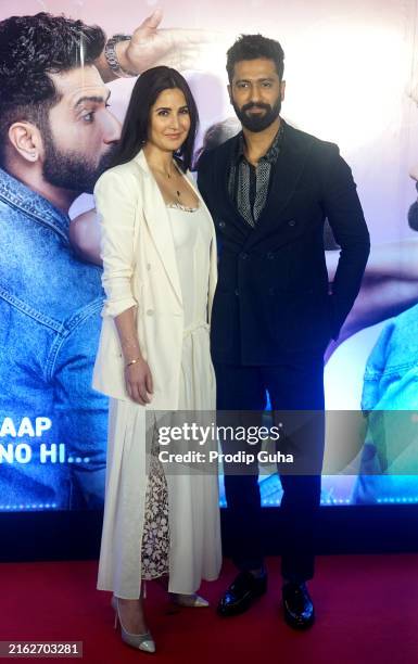 Katrina Kaif and Vicky Kaushal attend the screening of film 'Bad NewZ' on July 18, 2024 in Mumbai, India.