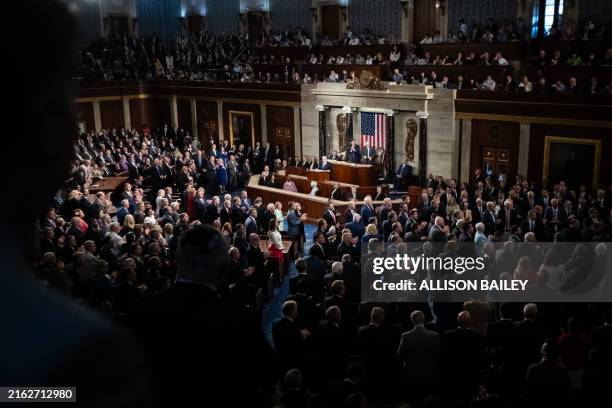 Israeli Prime Minister Benjamin Netanyahu delivers a controversial address to a joint session of Congress in Washington, DC, July 24, 2024....