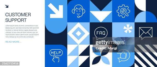 customer support geometric infographic design - customer experience abstract stock illustrations