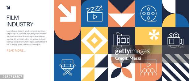 film industry geometric infographic design - popcorn background stock illustrations