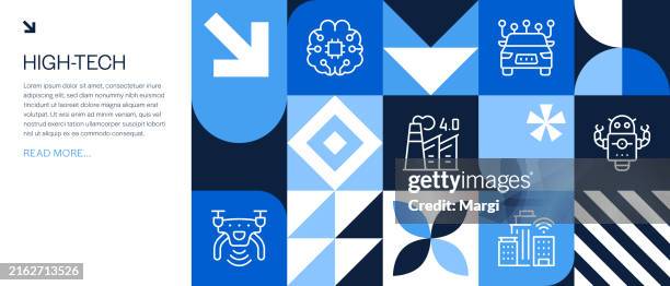 high-tech geometric infographic design - stem vector stock illustrations