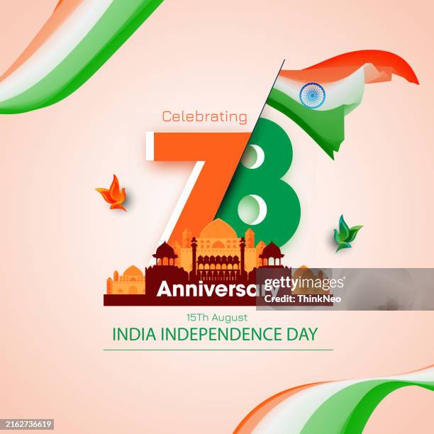 78. unabhängigkeitstag indiens - tag der republik stock-grafiken, -clipart, -cartoons und -symbole