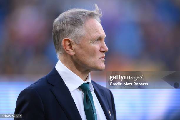 Joe Schmidt head coach of the Wallabies looks on during the International Test Match between Australia Wallabies and Georgia at Allianz Stadium on...