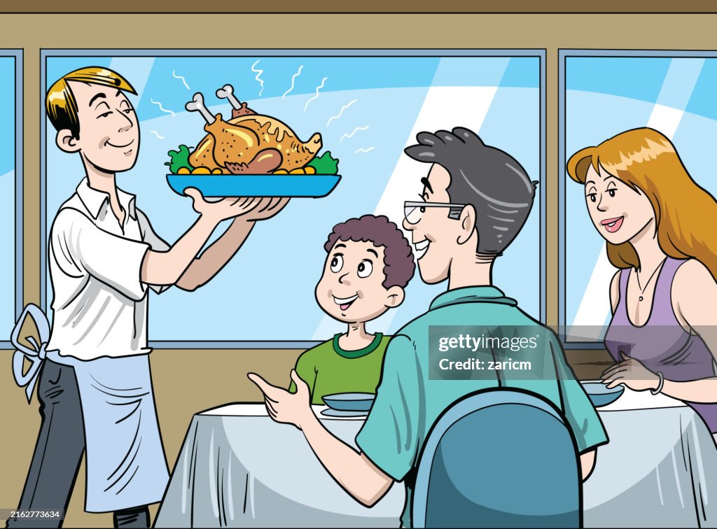 Almoço em família, frango assado