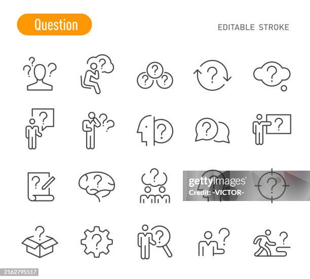 illustrations, cliparts, dessins animés et icônes de icônes de questions - série de lignes - interrogation