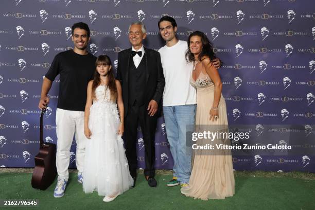 Amos Bocelli, Virginia Bocelli, Andrea Bocelli, Matteo Bocelli and Veronica Berti attend the "Andrea Bocelli 30: The Celebration", Andrea Bocelli...