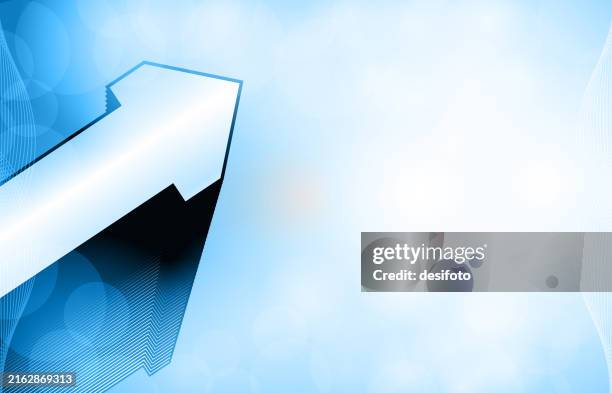 blank bright glittering shiny horizontal textured effect vector light sky blue color backgrounds with bubbles or lens flare all over like bokeh lights, one big upward pointing slanting increasing trend multi layered arrow for increased growth and success - ombre background stock illustrations