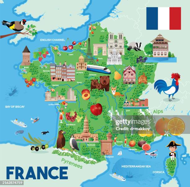 stockillustraties, clipart, cartoons en iconen met cartoon map of france - versailles