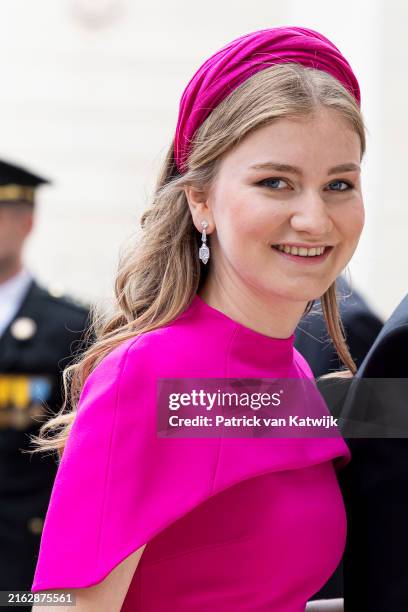 Princess Elisabeth of Belgium attends Te Deum mass in the cathedral at the National Day on July 21, 2024 in Brussels, Belgium.