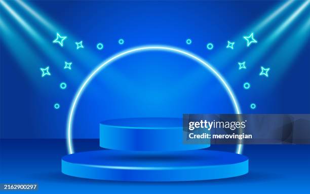produktpräsentation auf dem bühnenpodest - siegerpodest stock-grafiken, -clipart, -cartoons und -symbole