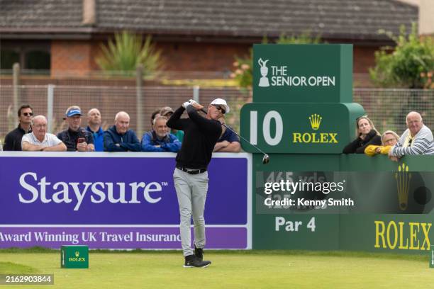Australia's Richard Green tees off at the 10th hole during day two of the Senior Open Championship presented by Rolex at Carnoustie Golf Links on...