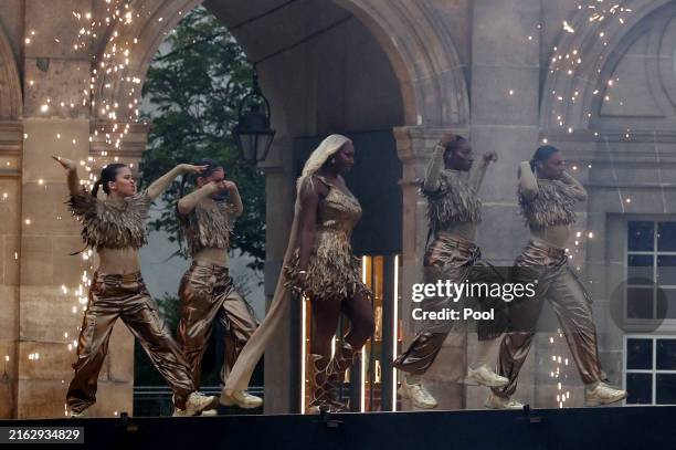 Aya Nakamura performs during the Opening Ceremony of the Olympic Games Paris 2024 on July 26, 2024 in Paris, France.