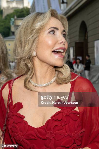Princess Gabriele zu Leiningen attends the "Capriccio" opera premiere during the 2024 Salzburg Festival at Domplatz on July 26, 2024 in Salzburg,...