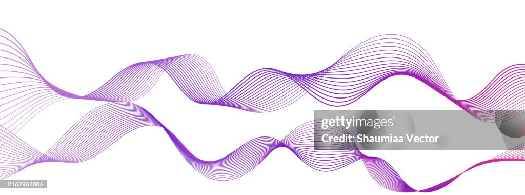 Blue, Pink and Purple Wavy Lines Isolated on White Abstract Background Design