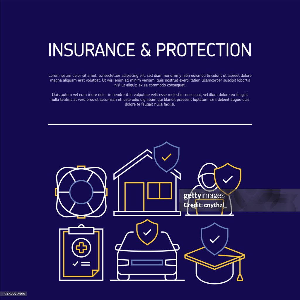 Design Line Insurance Insurance Related Line Banner Design Protection Accident Support ...