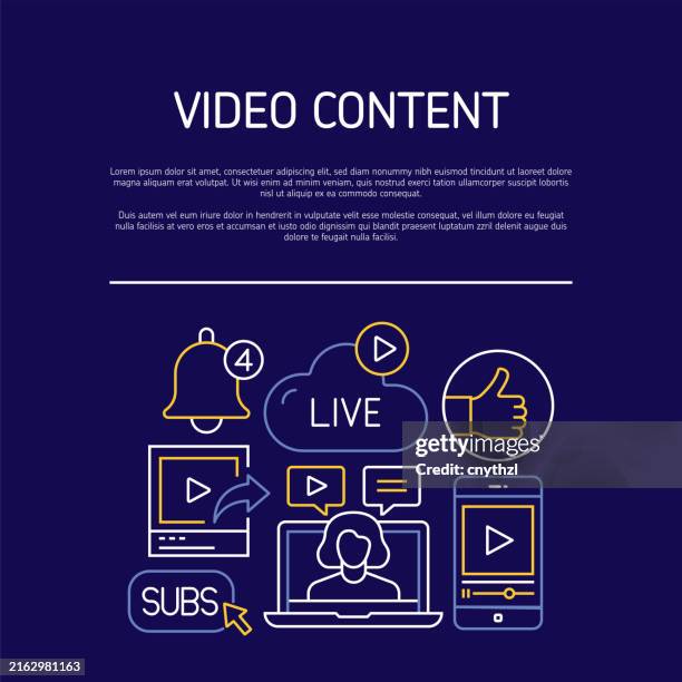 video content and vlogging related line banner design. youtuber, influencer, broadcasting, live stream. - phone tripod icon stock illustrations