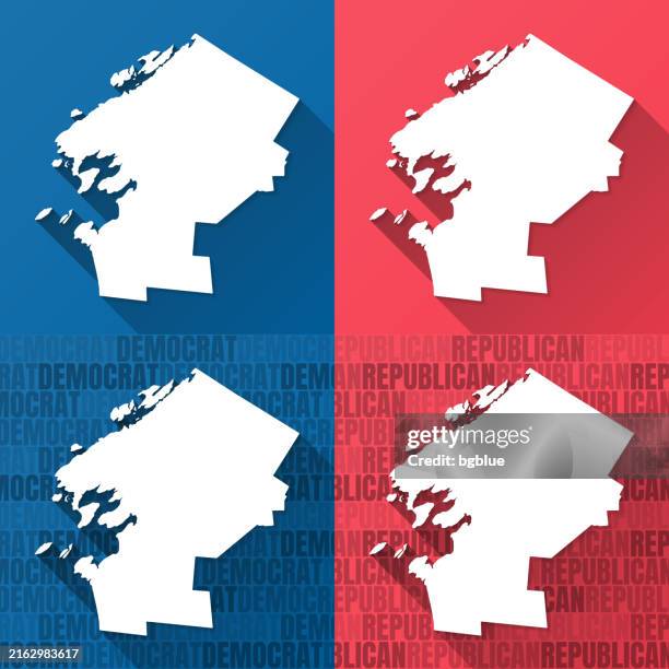 jefferson county, new york. maps on blue and red backgrounds - watertown new york stock illustrations