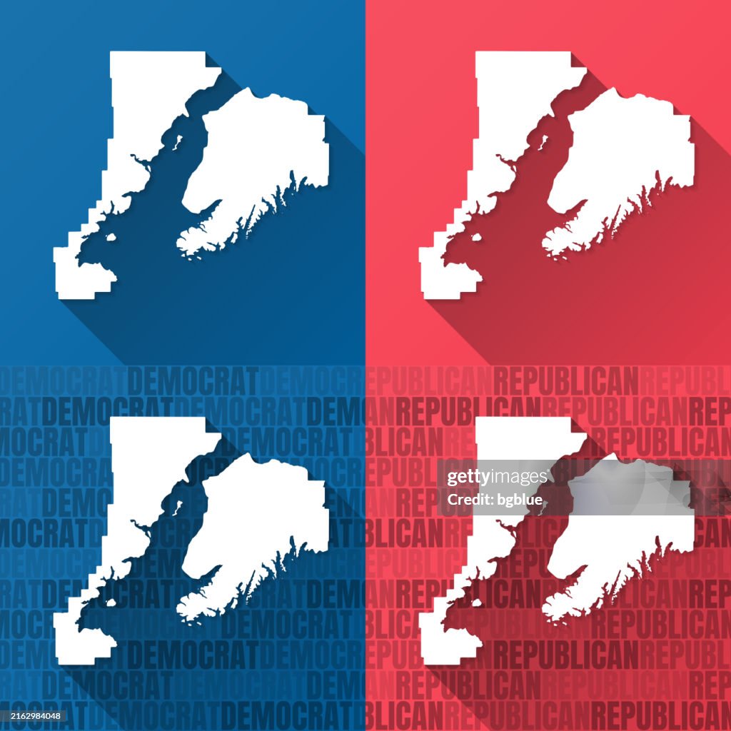 Kenai Peninsula, Alaska. Maps on blue and red backgrounds