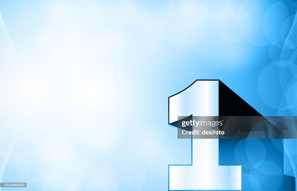 Blanco brillante con efecto de textura horizontal vectorial claro cielo azul fondo de color con burbujas o destellos de lente por todas partes como luces bokeh, un gran número uno de varias capas para el primer lugar, la posición superior del as, la vict