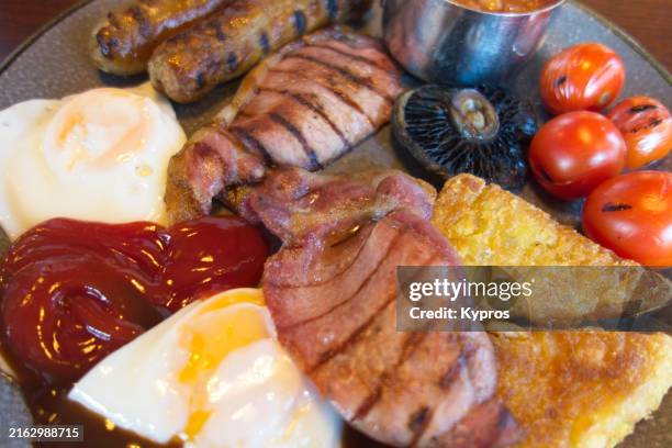 full english breakfast - ketchup stock pictures, royalty-free photos & images