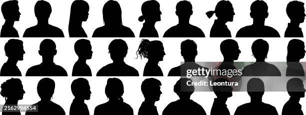 kopf silhouetten - kontur stock-grafiken, -clipart, -cartoons und -symbole