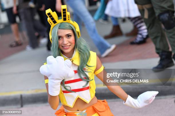 Cosplayer walks outside the convention center during Comic Con International in San Diego, California, July 26, 2024.