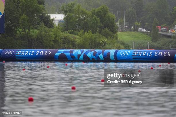 General view of the Vaires-Sur-Marne Nautical Stadium competing in the Men's Single Sculls Heats during Day 1 of Rowing - Olympic Games Paris 2024 at...