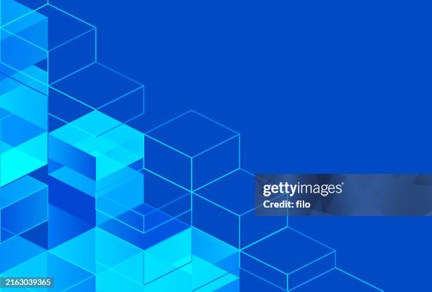 blueprint plan tech cubes shapes pattern design background - architecture drawing background stock illustrations