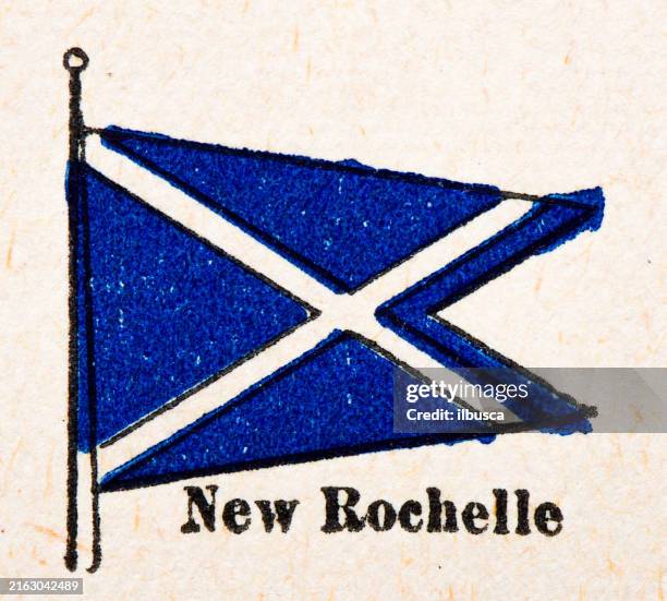 antique illustration of flag, american yacht ensigns, new rochelle (1899) - new rochelle new york state stock illustrations