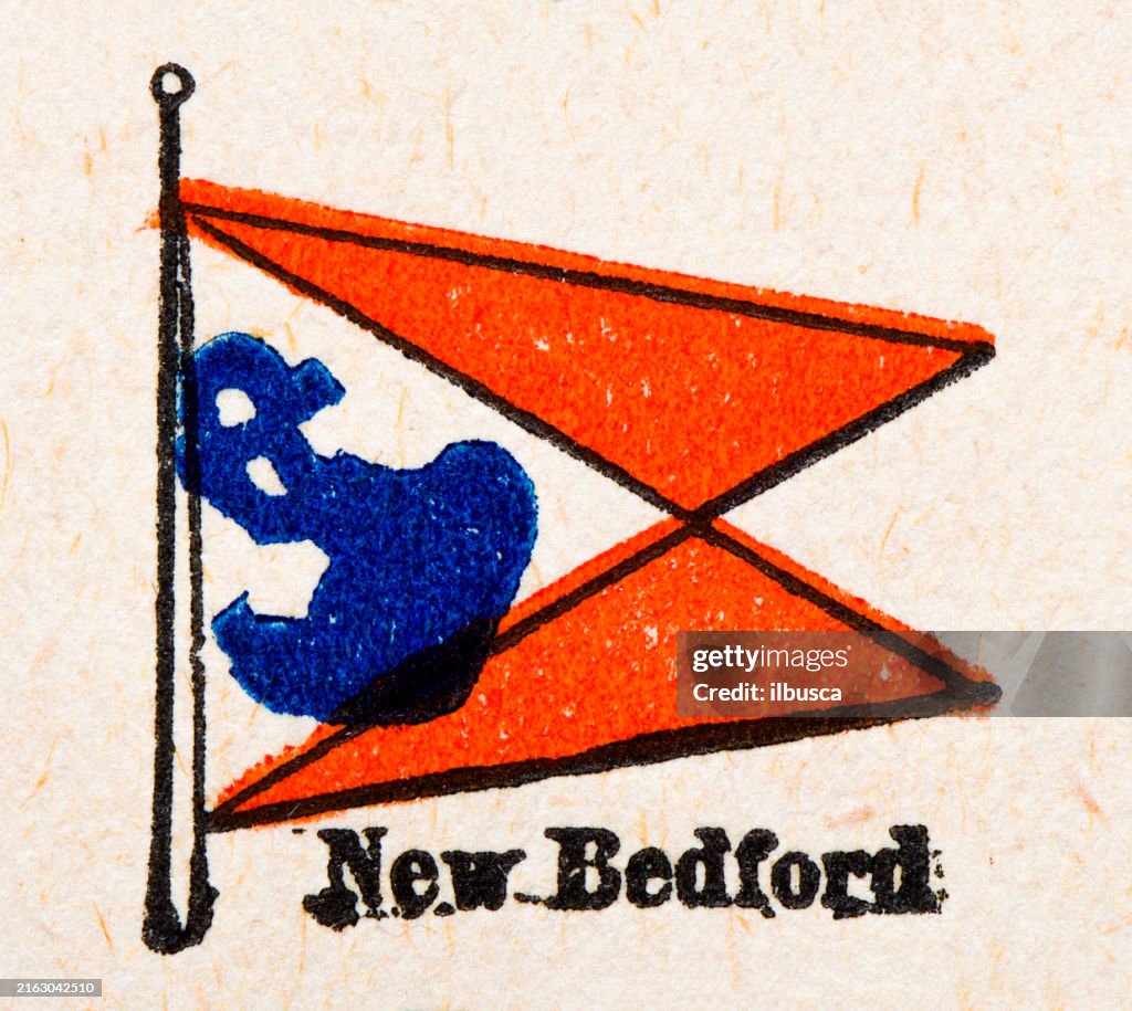Antique illustration of flag, American Yacht Ensigns, New Bedford (1899)