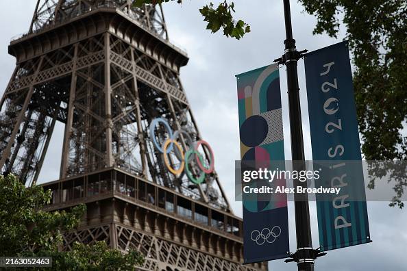 A general view of the Eiffel Tower ahead of the Paris 2024 Olympic