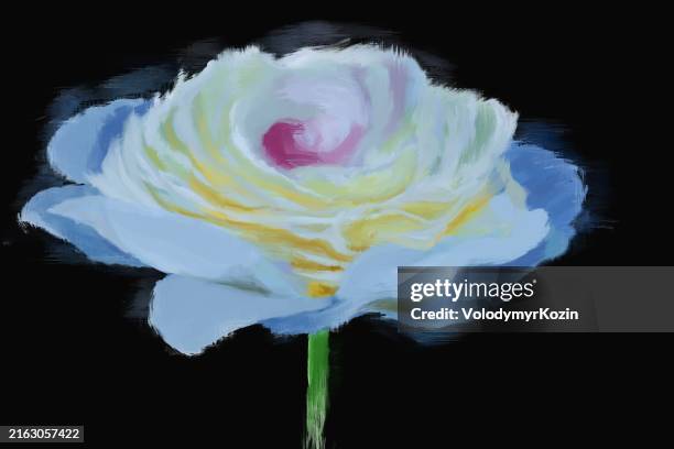 blooming peony in horizontal format - peonies garden stock illustrations