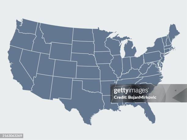 ilustraciones, imágenes clip art, dibujos animados e iconos de stock de mapa de estados unidos. mapa detallado con estados divididos, con capas separadas para cada estado. vector - oregón estado de los ee uu