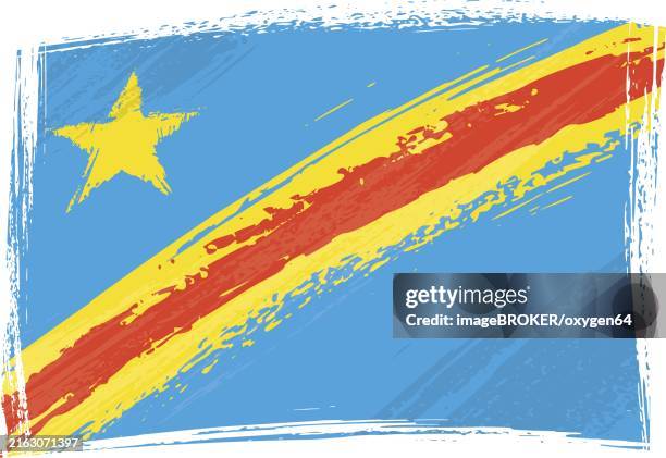 democratic republic of the congo national flag created in grunge style - national icon stock illustrations