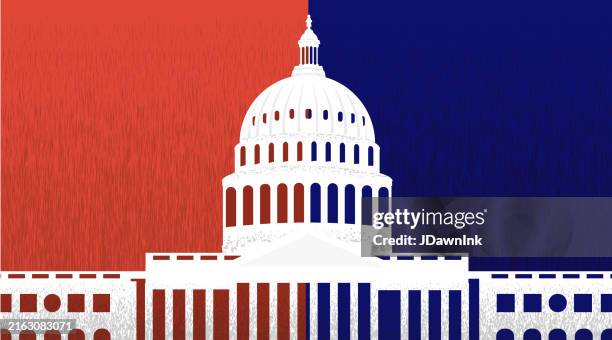 stockillustraties, clipart, cartoons en iconen met abstract presidential debate us capitol building american flag design elements - presidentsverkiezing