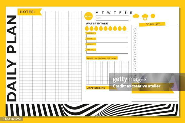 ilustrações de stock, clip art, desenhos animados e ícones de planner. weekly and days organizers for schedule list with reminder, checklists, important date and notes. simple life planners daily routine organization vector minimalist templates. - semana