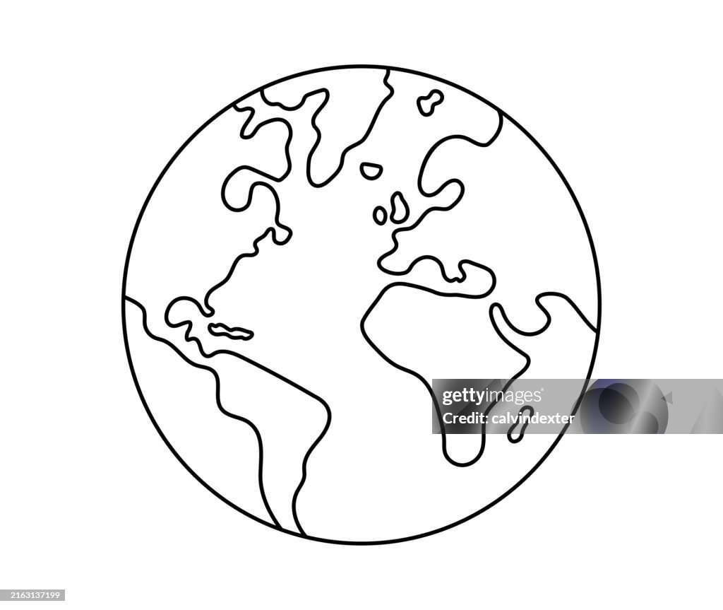 Earth globe line art