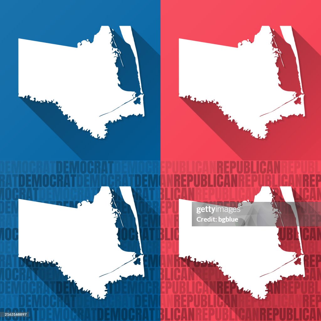 Cameron County, Texas. Maps on blue and red backgrounds