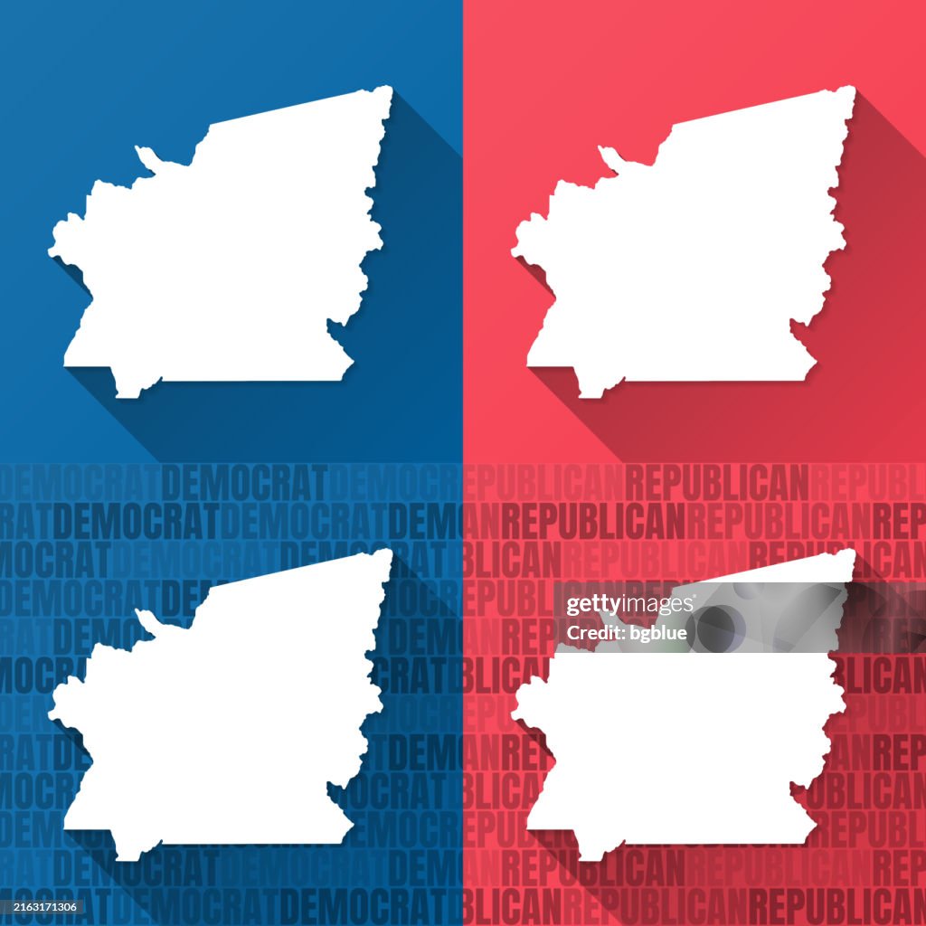 Idaho County, Idaho. Maps on blue and red backgrounds