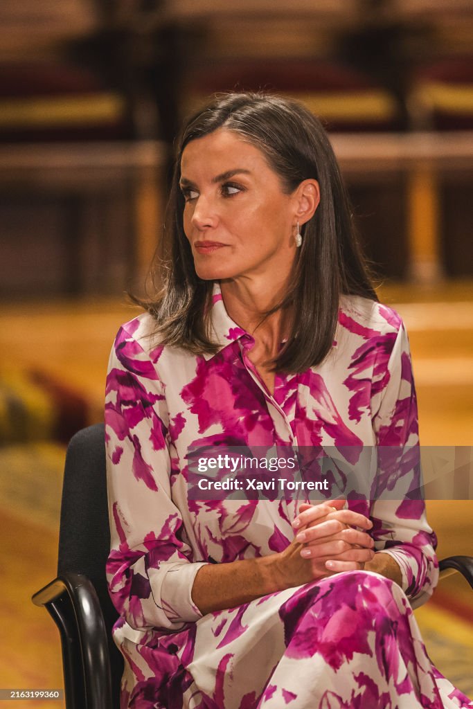 The Queen Letizia Of Spain Presides Over the Annual Meeting of Directors Of The Cervantes Institute