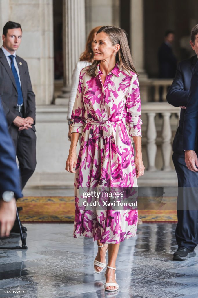 The Queen Letizia Of Spain Presides Over the Annual Meeting of Directors Of The Cervantes Institute