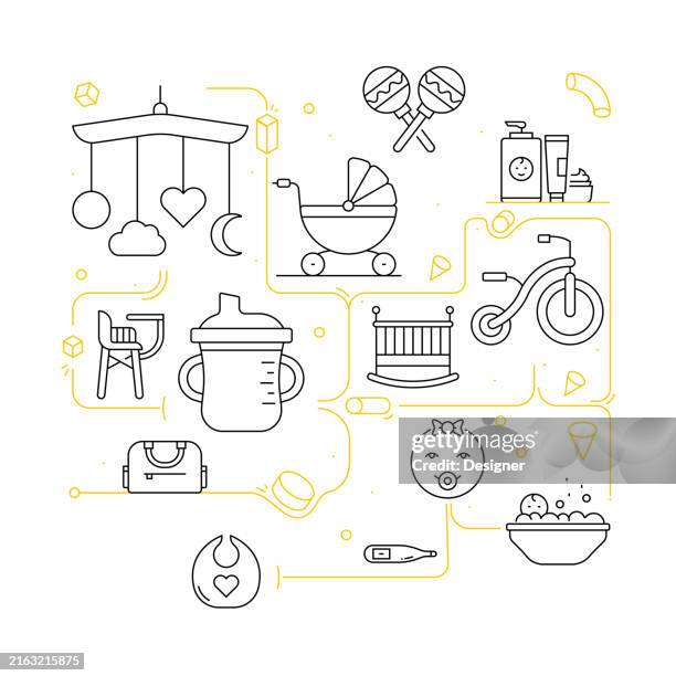 stockillustraties, clipart, cartoons en iconen met baby related banner design for web page, headline, brochure, annual report and book cover - eerste kindsheid